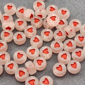 50pcs Acrylic Heart Beads, glow in‎ the dark